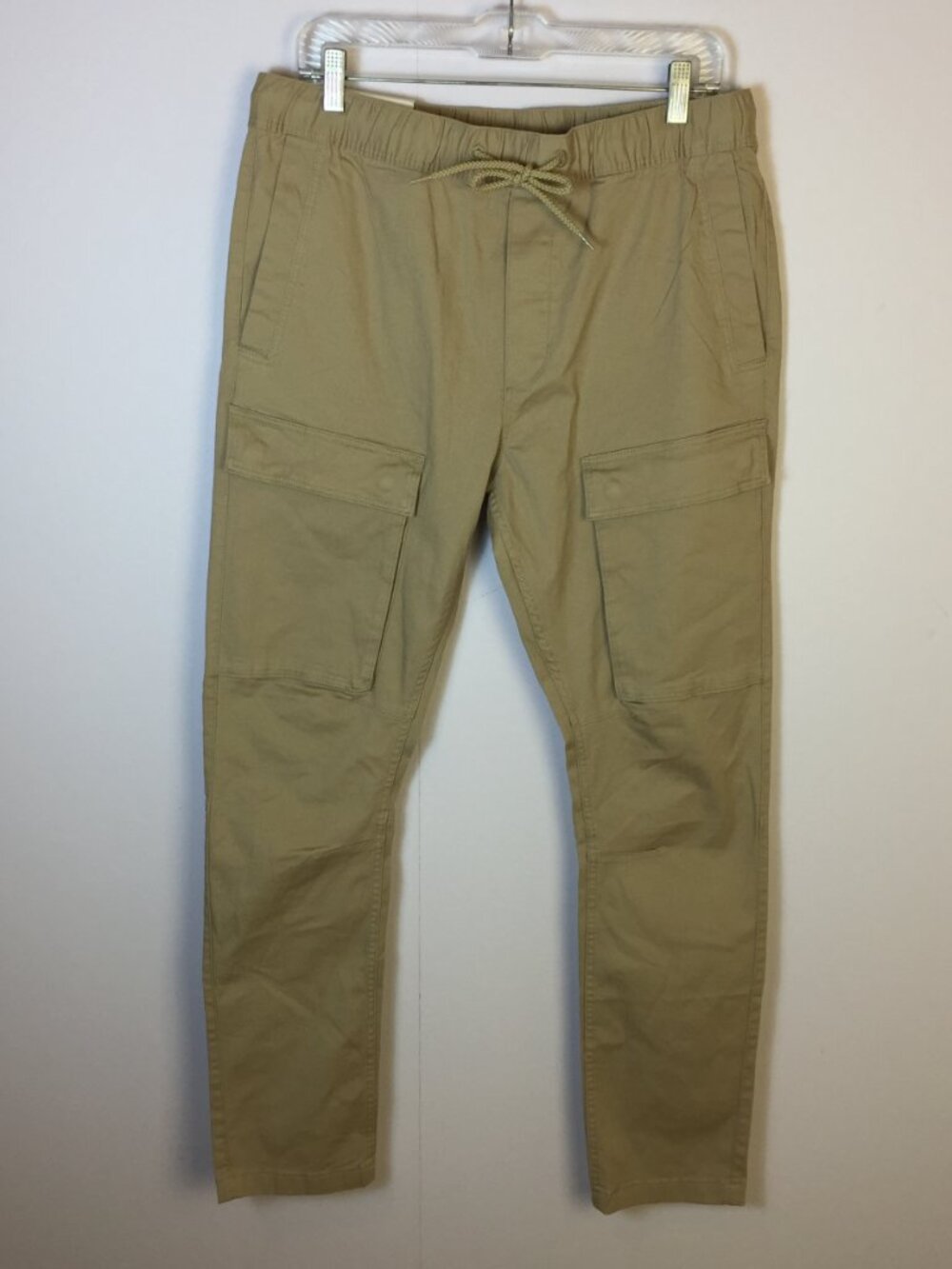 New! H&M Pants Men M Tan Khakis Skinny Fit Coupe Moulante Elastic Waist Pocket